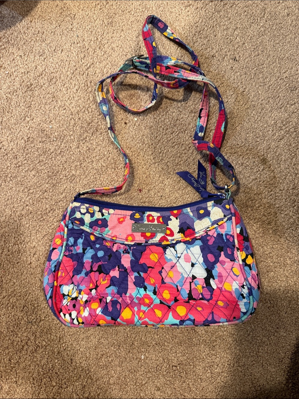 Vera Bradley Multicolor Floral Quilted Crossbody — Pink & Blue Mix